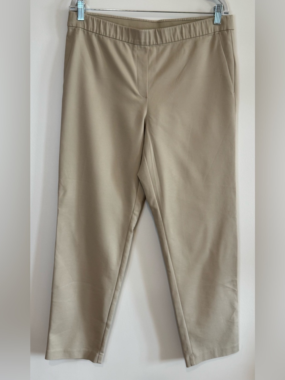 NEW J. Jill Beige Stretch Pull-On Straight Cotton Blend Ankle Pants Size 14